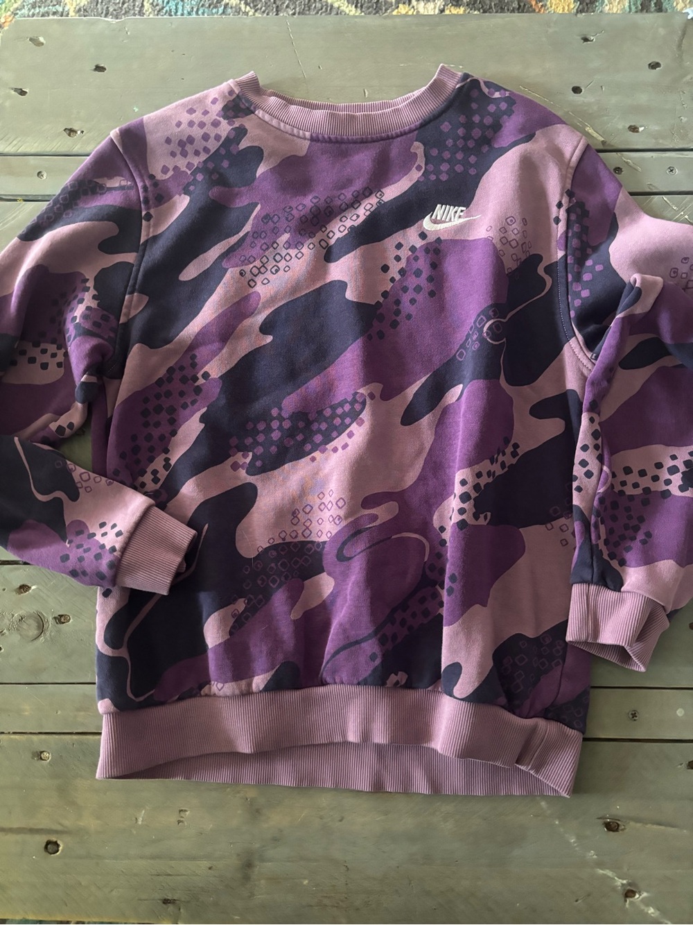 Nike Kids Purple Camo Crewneck Sweatshirt XL